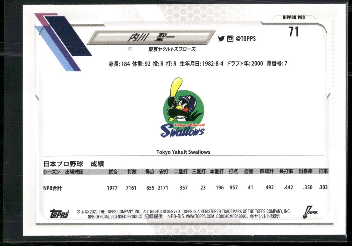 2021 Topps NPB #71 Seiichi Uchikawa