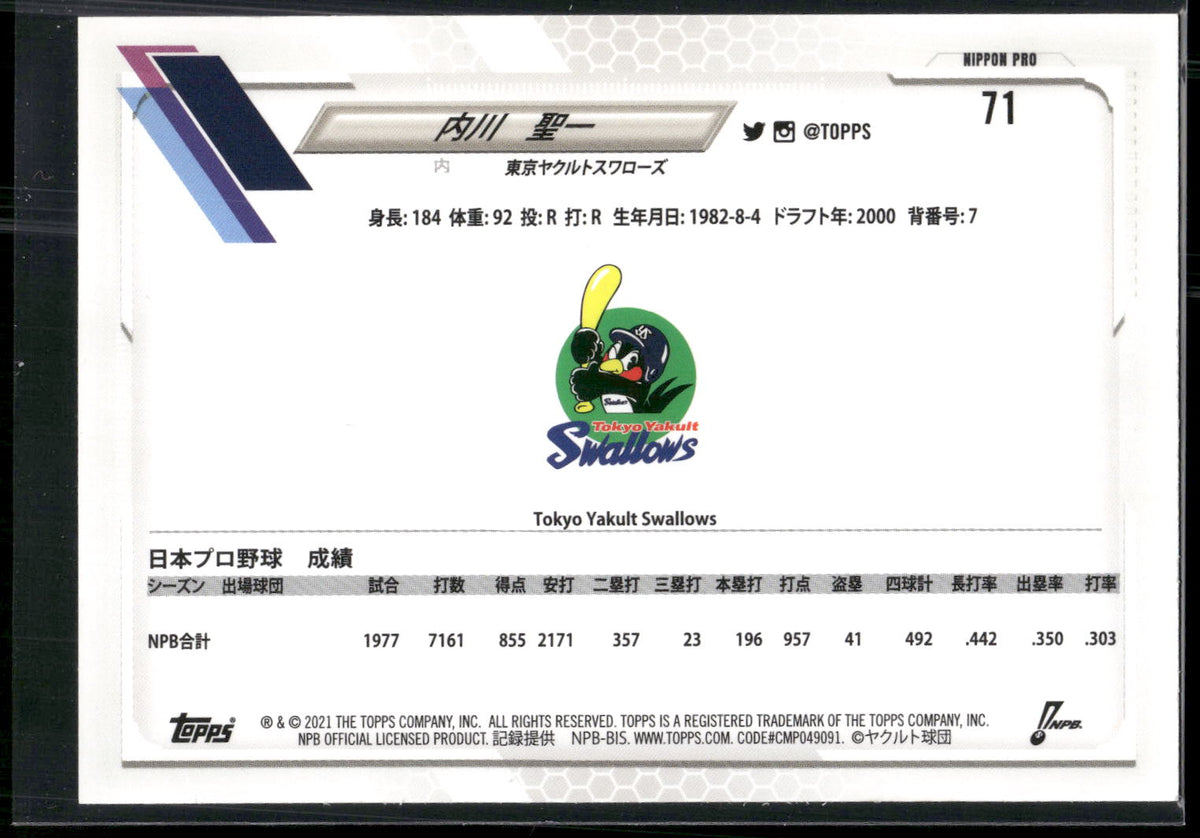 2021 Topps NPB #71 Seiichi Uchikawa