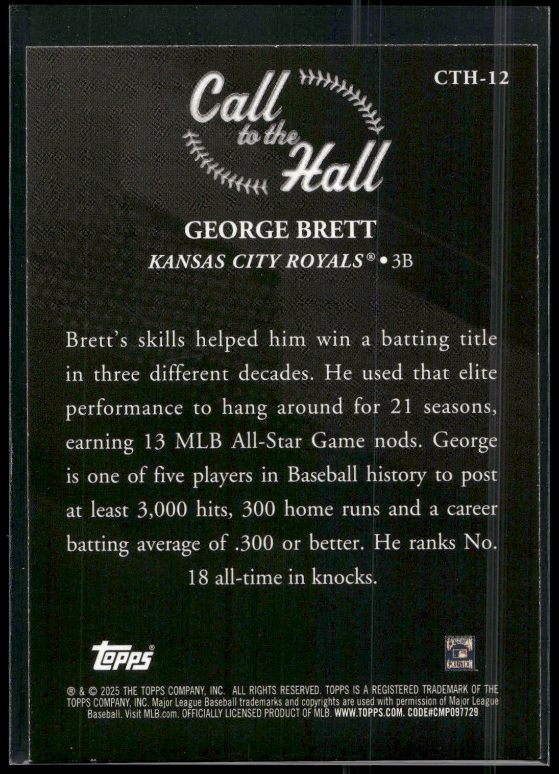 2025 Topps #CTH-12 George Brett Call to the Hall