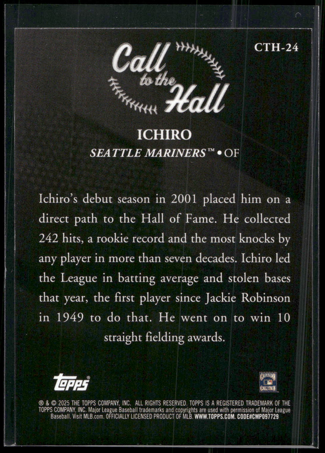 2025 Topps #CTH-24 Ichiro Call to the Hall