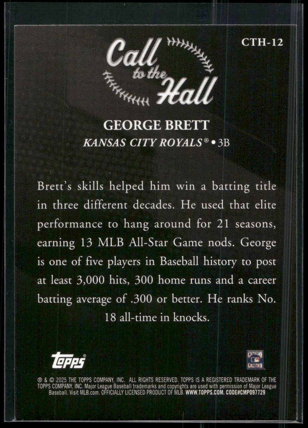 2025 Topps #CTH-12 George Brett Call to the Hall