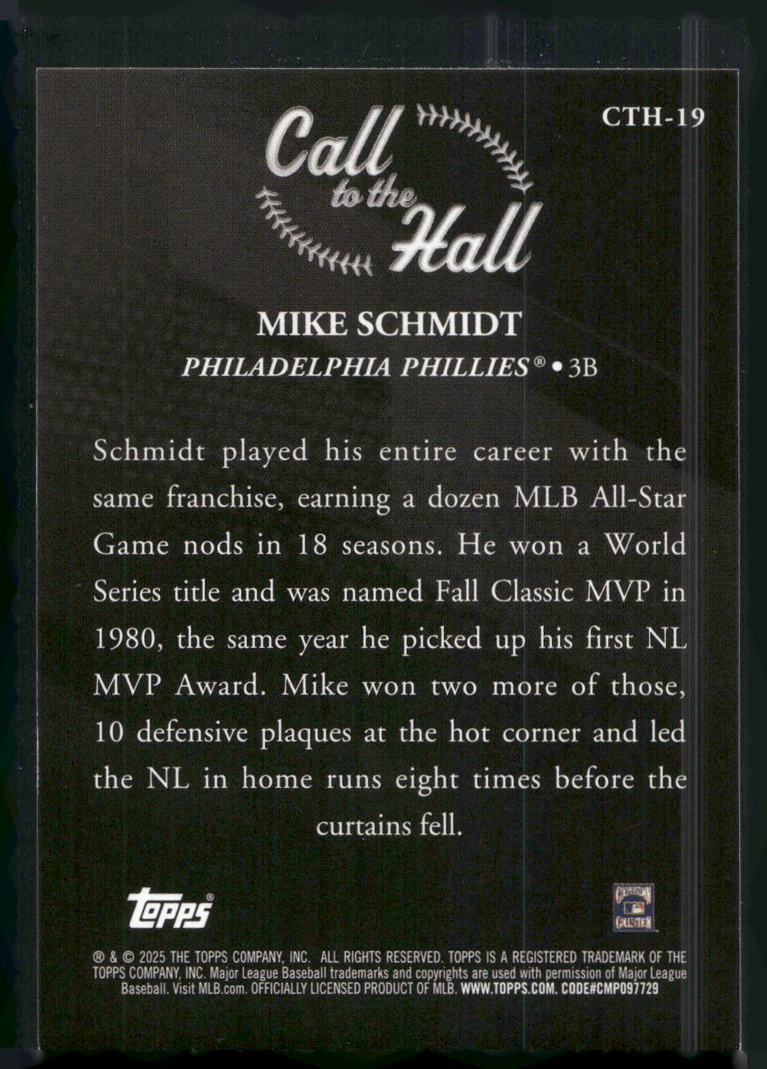 2025 Topps #CTH-19 Mike Schmidt Call to the Hall