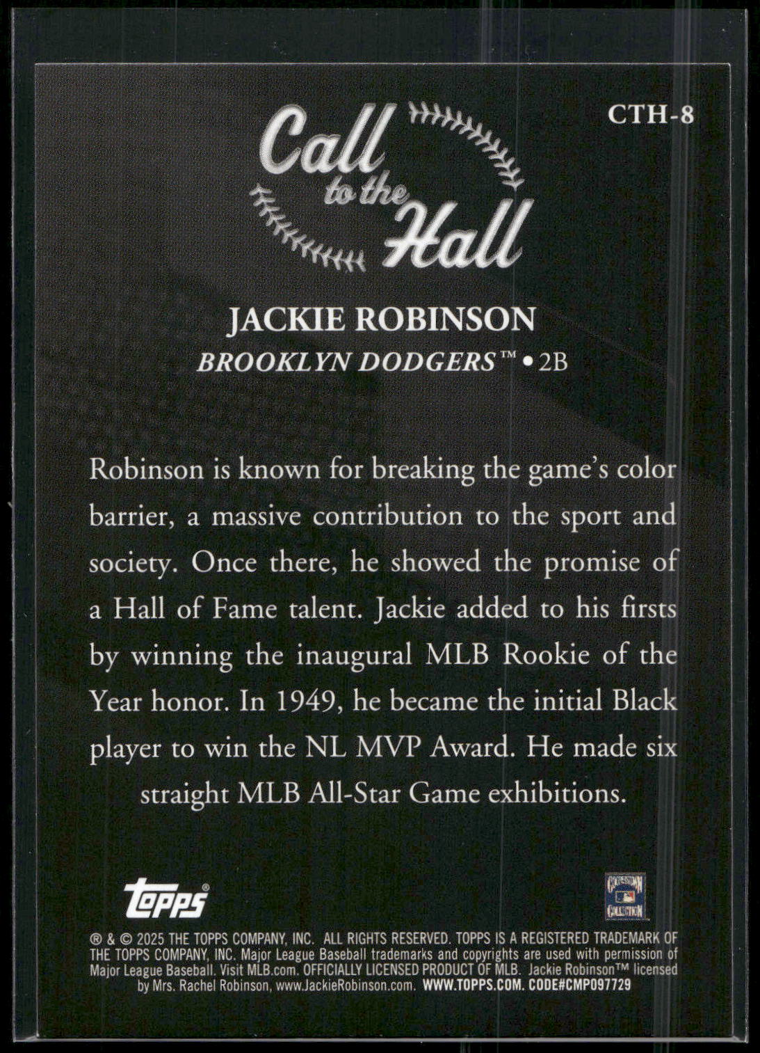 2025 Topps #CTH-8 Jackie Robinson Call to the Hall