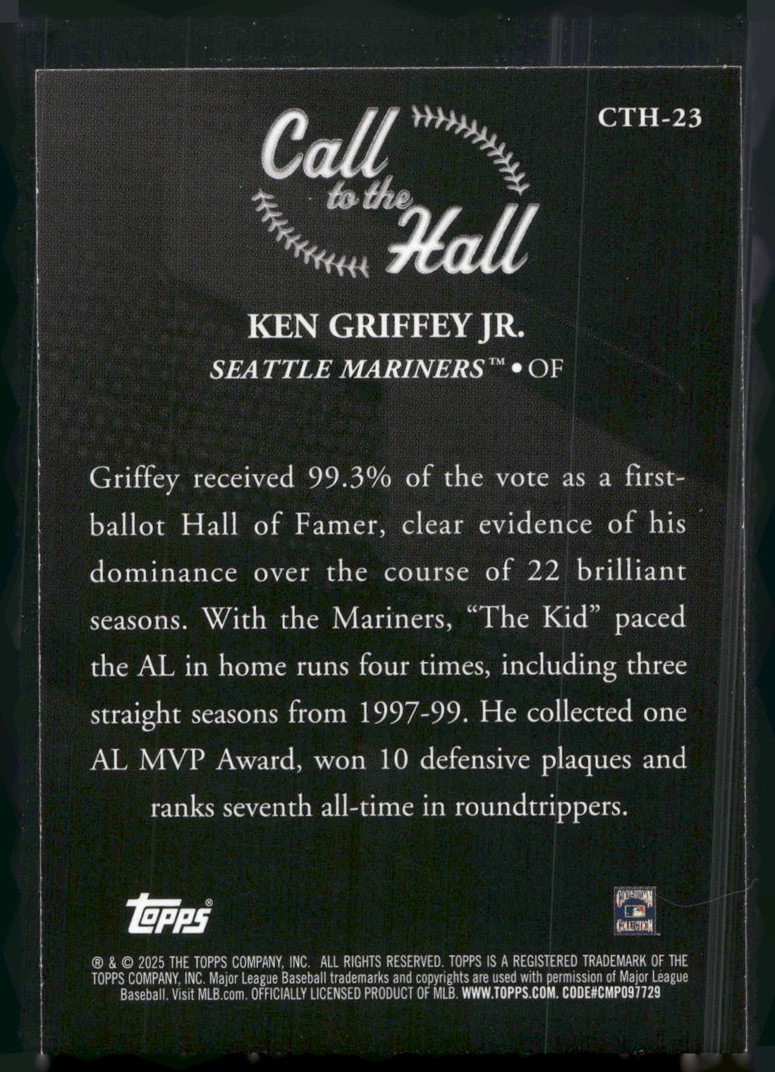 2025 Topps #CTH-23 Ken Griffey Jr. Call to the Hall