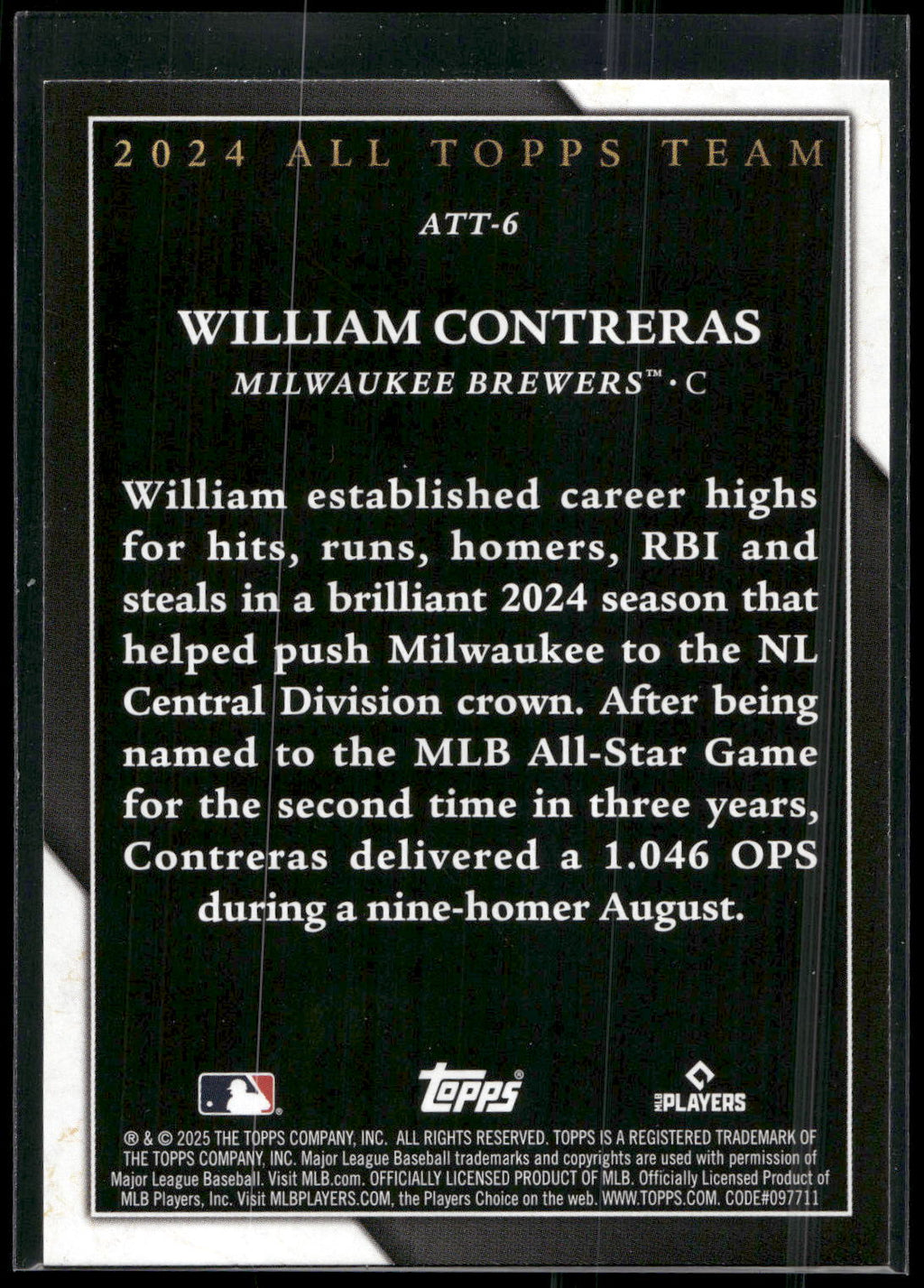2025 Topps #ATT-6 William Contreras 2024 All Topps Team