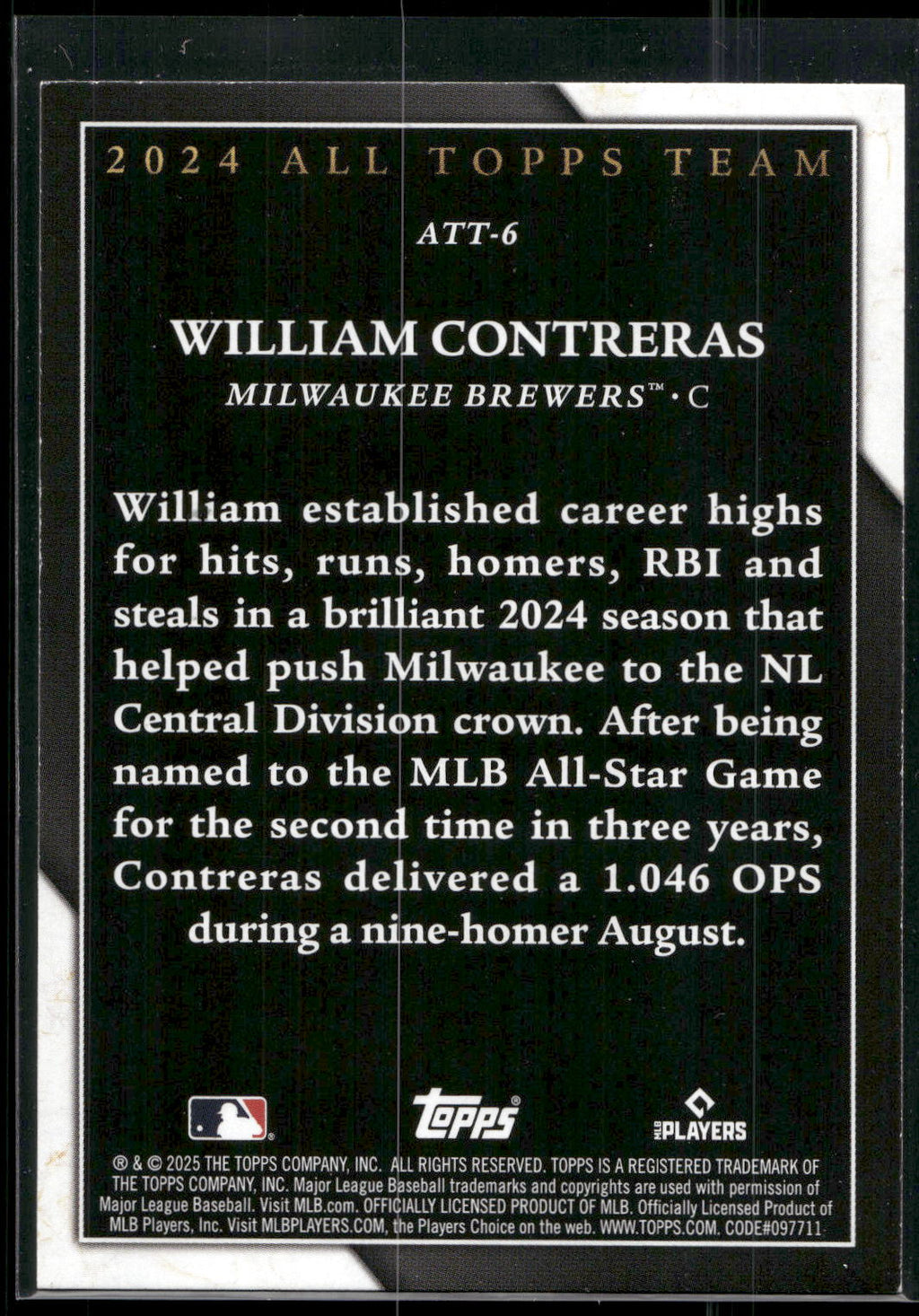 2025 Topps #ATT-6 William Contreras 2024 All Topps Team