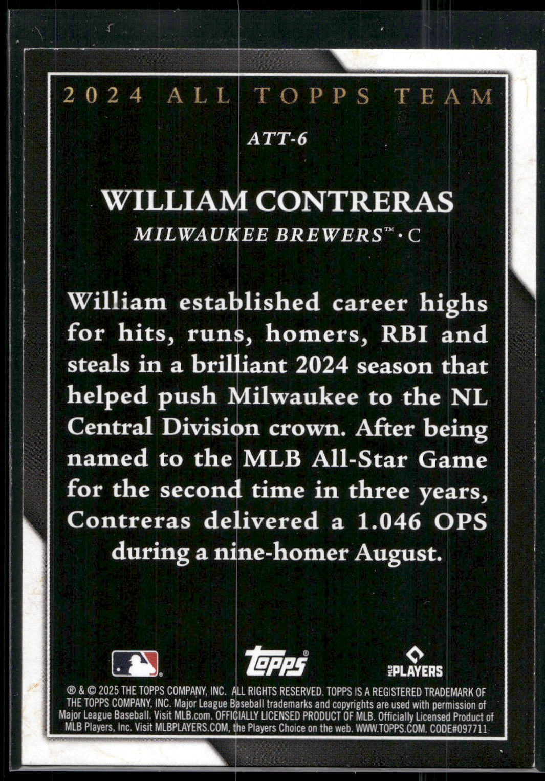 2025 Topps #ATT-6 William Contreras 2024 All Topps Team