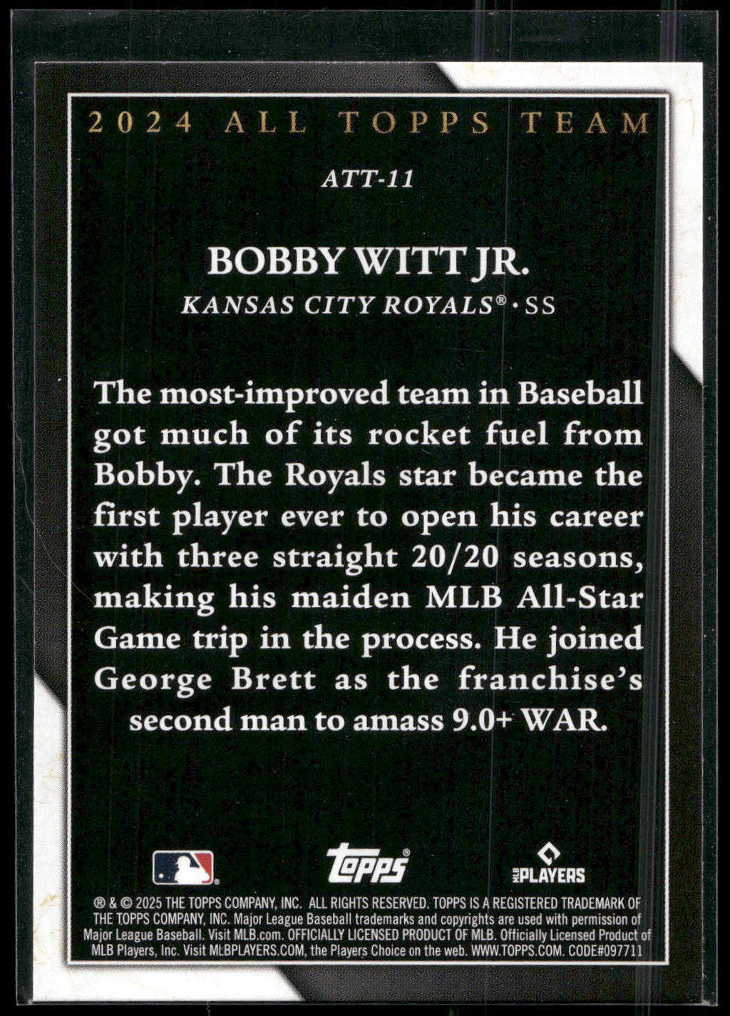 2025 Topps #ATT-11 Bobby Witt Jr. 2024 All Topps Team
