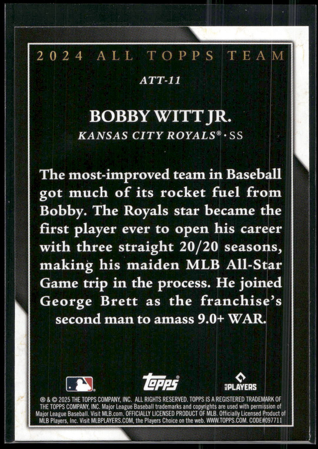 2025 Topps #ATT-11 Bobby Witt Jr. 2024 All Topps Team