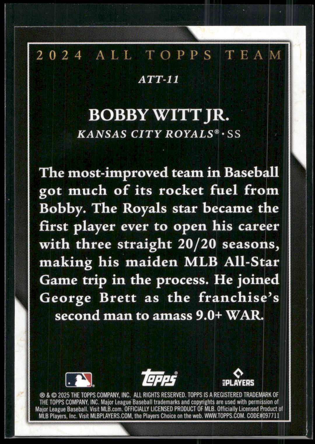 2025 Topps #ATT-11 Bobby Witt Jr. 2024 All Topps Team