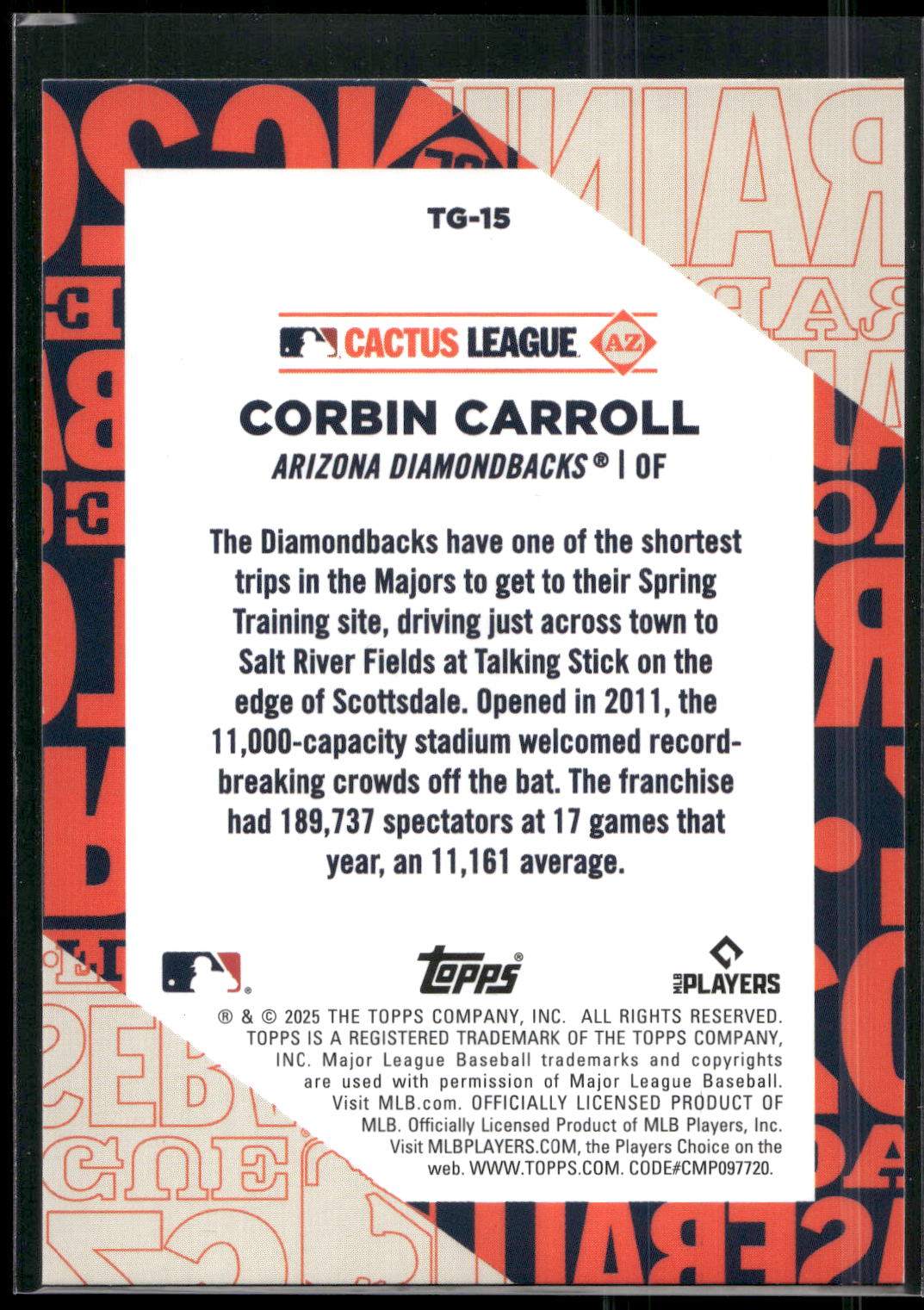 2025 Topps #TG-15 Corbin Carroll Training Grounds