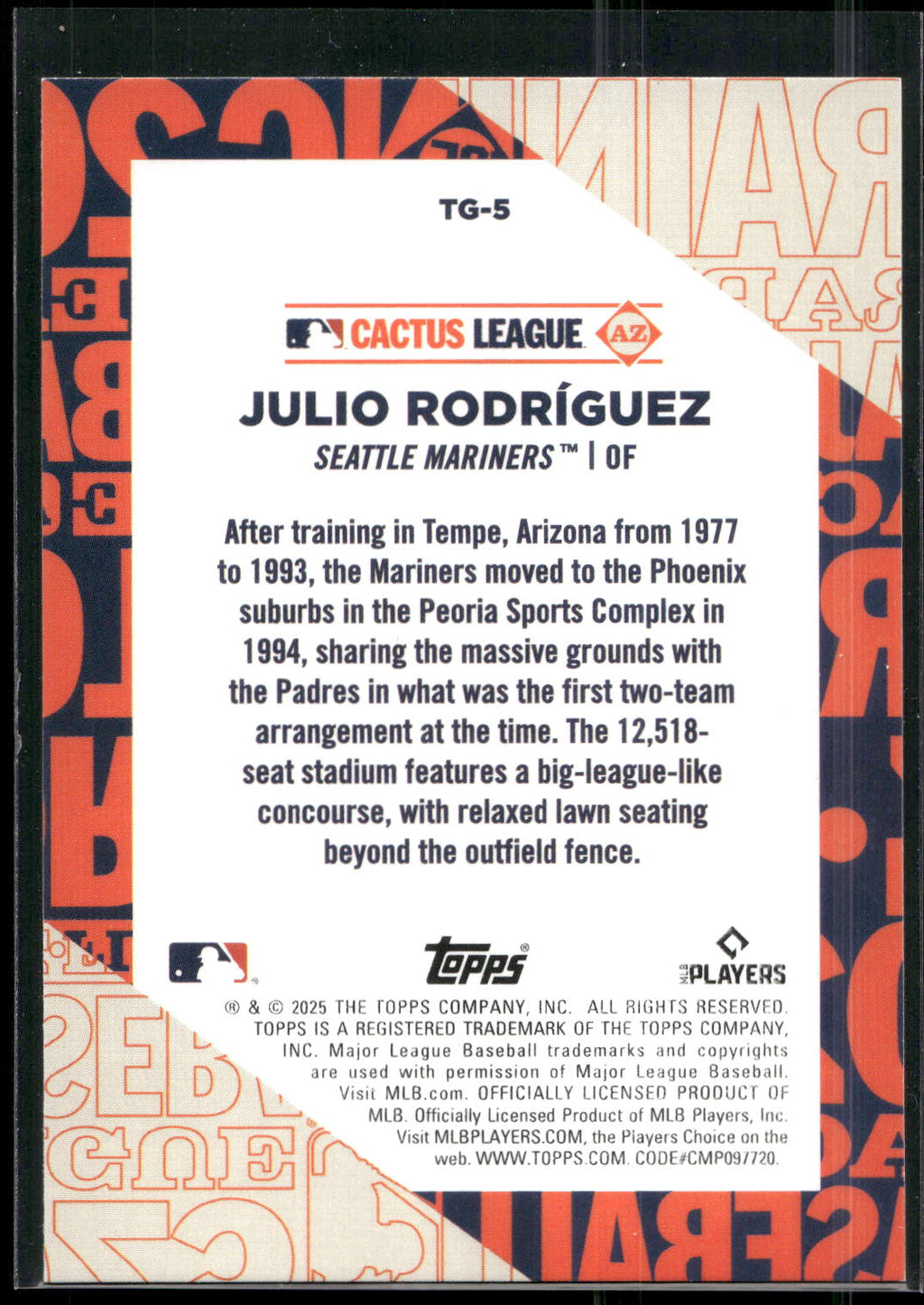 2025 Topps #TG-5 Julio Rodríguez Training Grounds