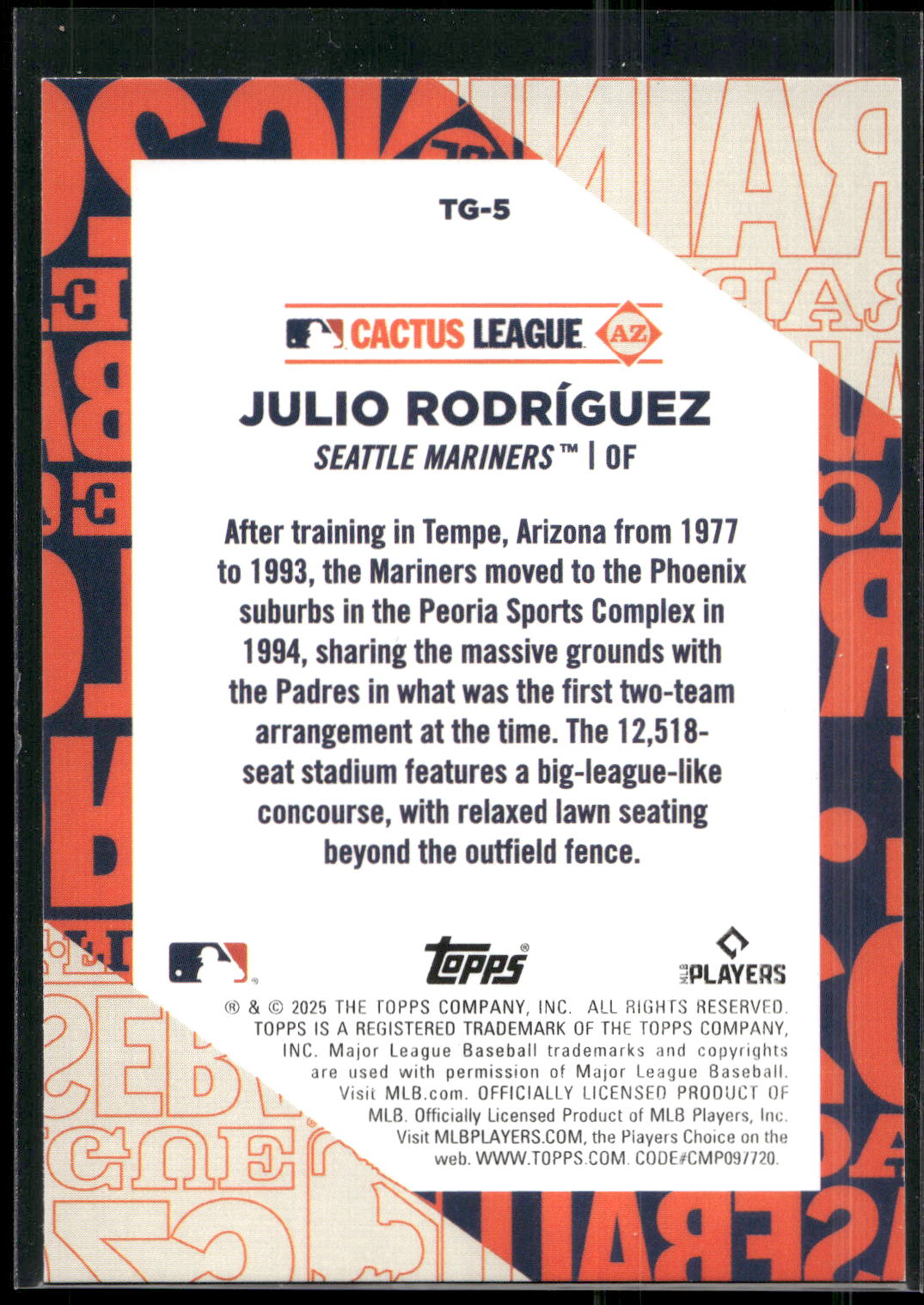 2025 Topps #TG-5 Julio Rodríguez Training Grounds