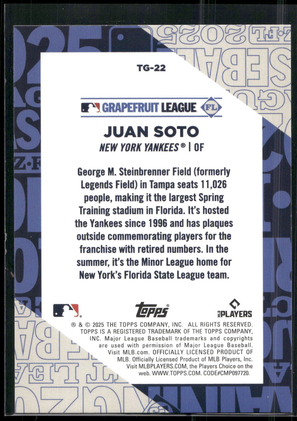 2025 Topps #TG-22 Juan Soto Training Grounds