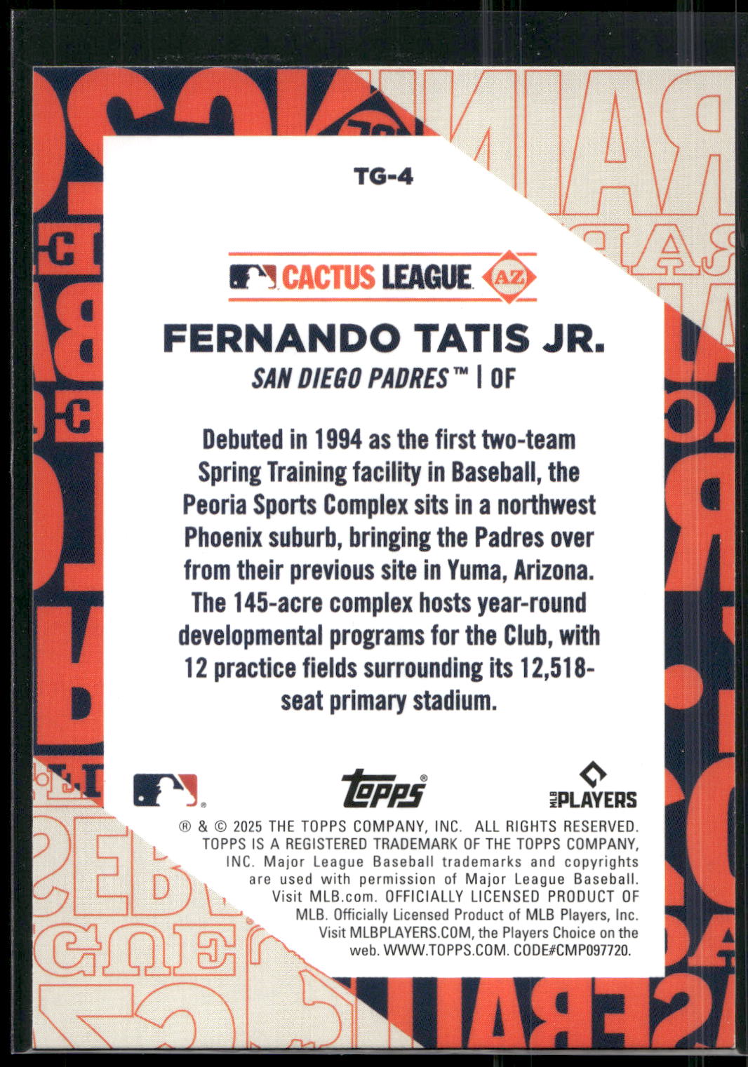 2025 Topps #TG-4 Fernando Tatis Jr. Training Grounds