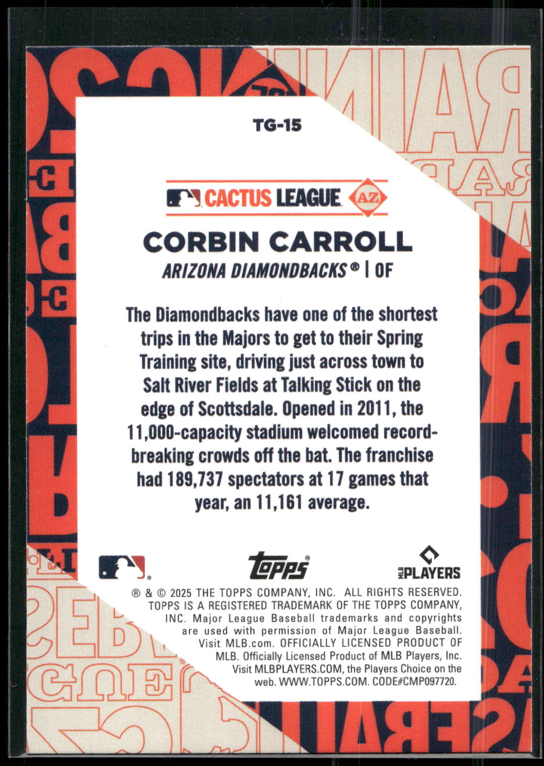 2025 Topps #TG-15 Corbin Carroll Training Grounds