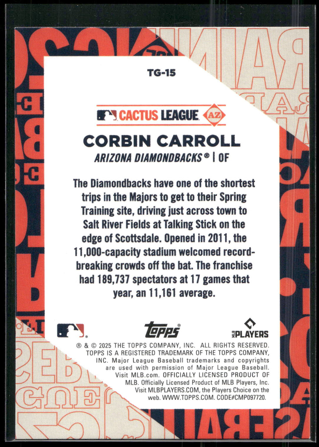 2025 Topps #TG-15 Corbin Carroll Training Grounds