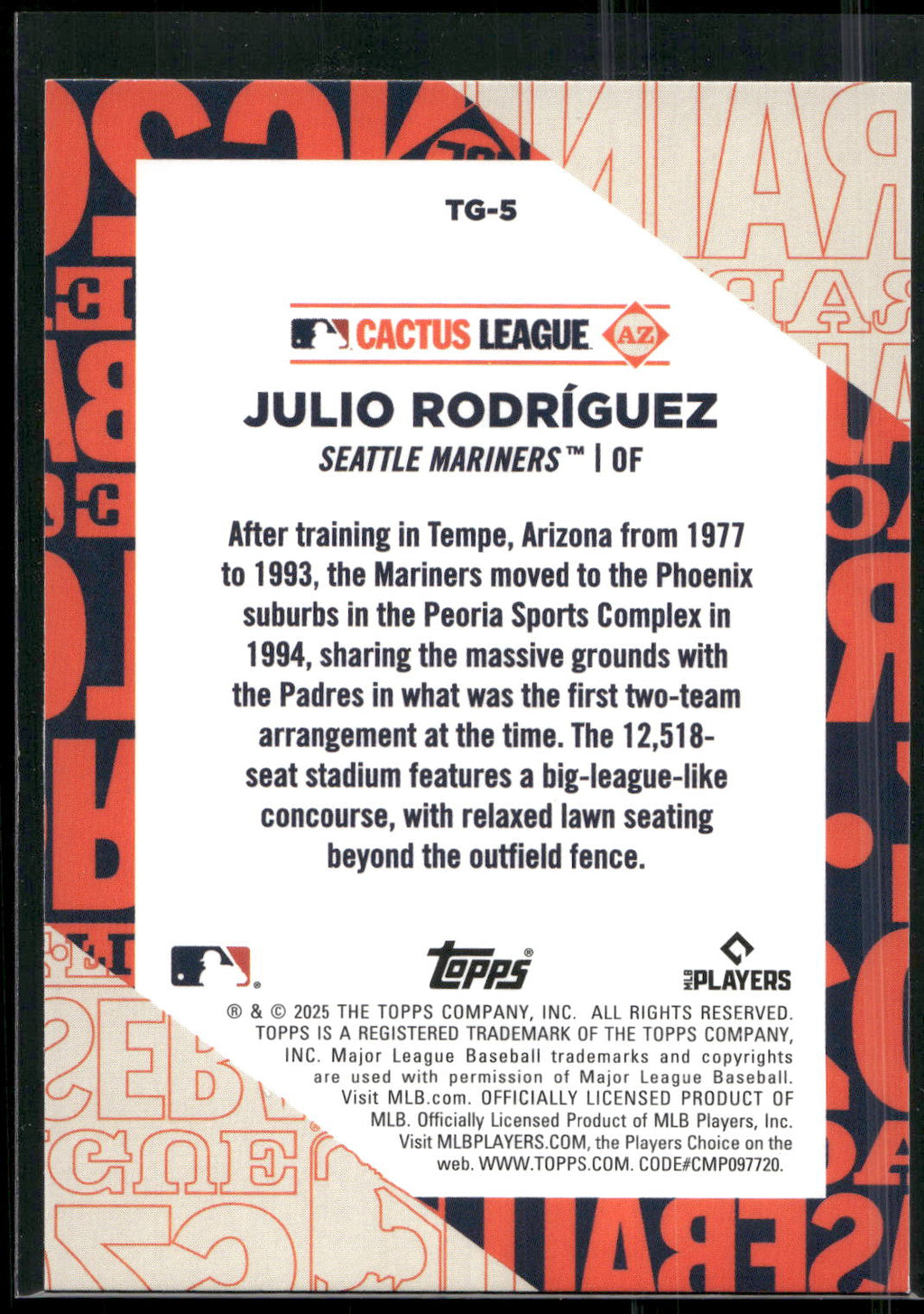 2025 Topps #TG-5 Julio Rodríguez Training Grounds