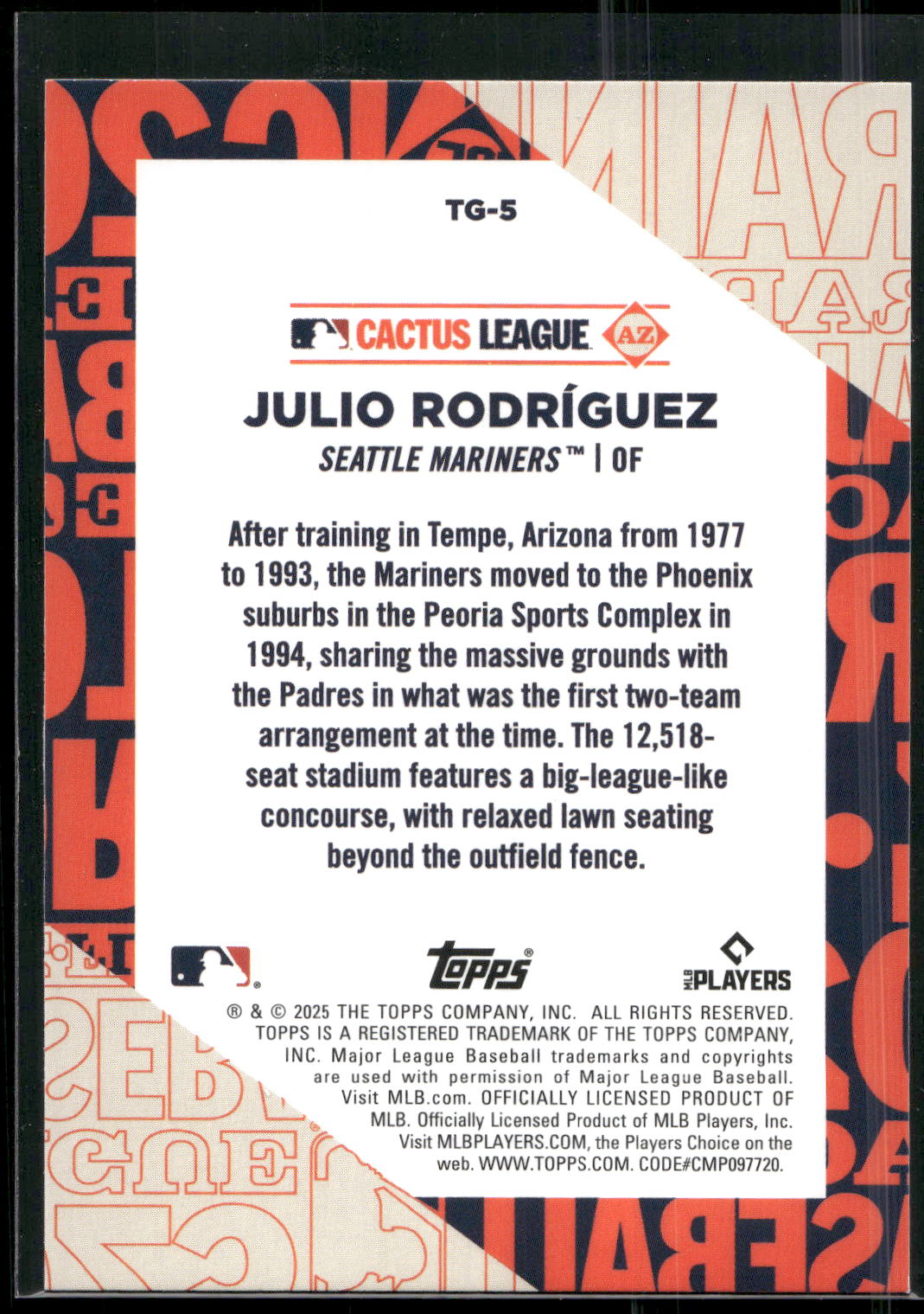 2025 Topps #TG-5 Julio Rodríguez Training Grounds