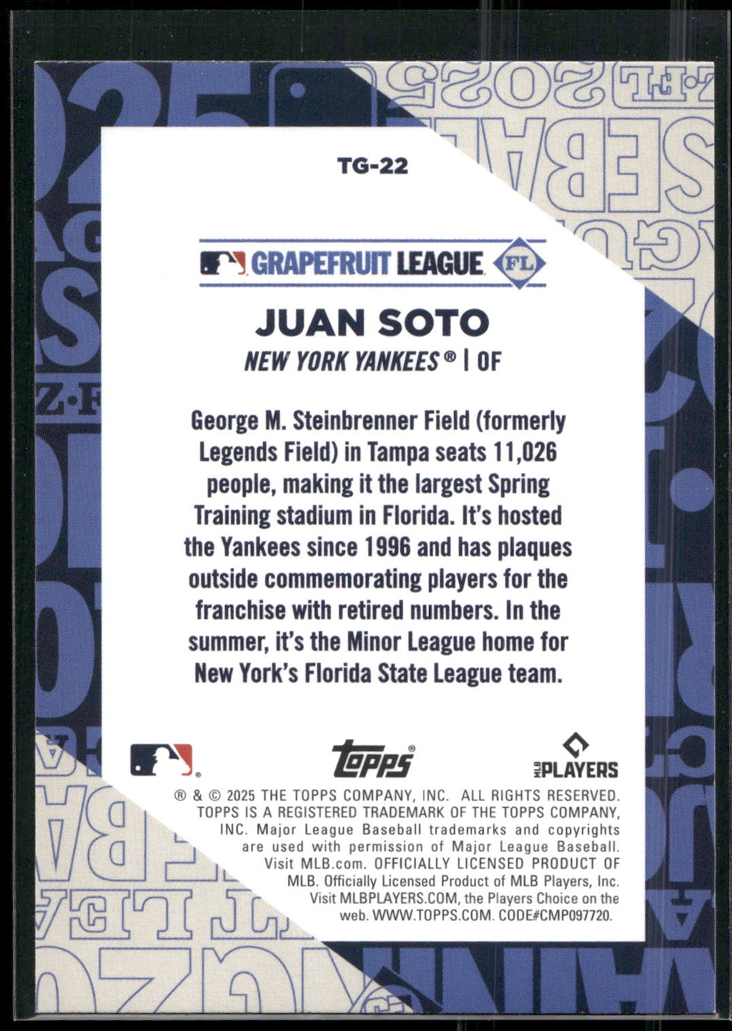 2025 Topps #TG-22 Juan Soto Training Grounds