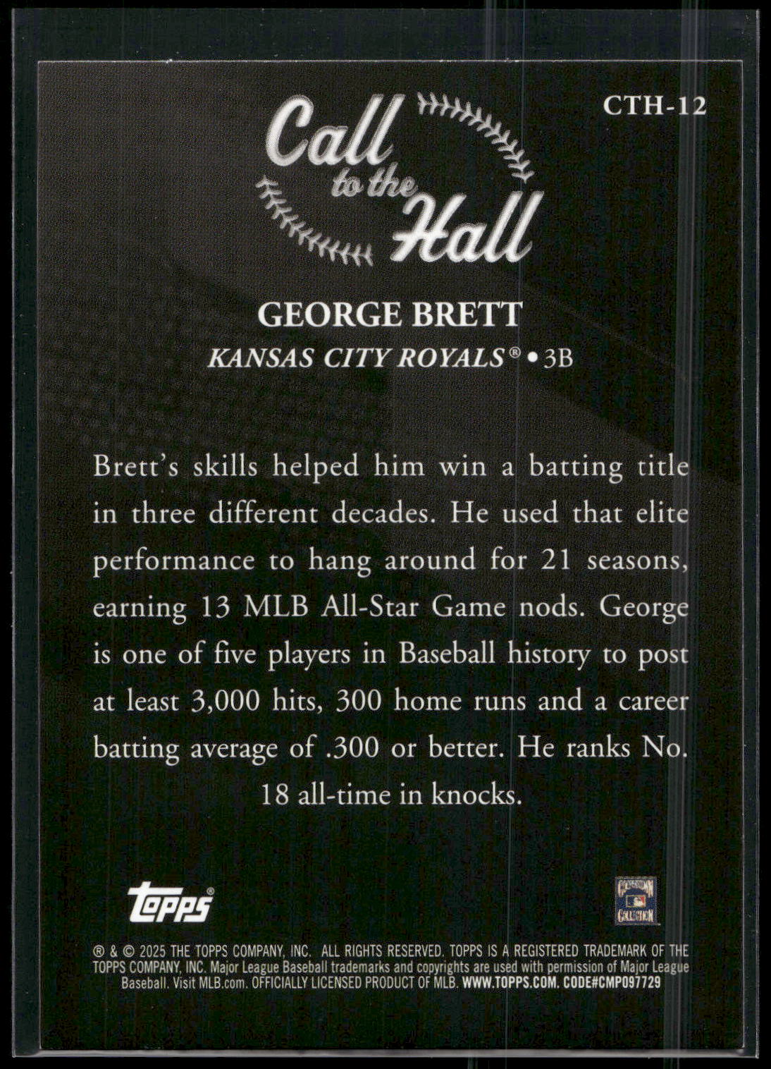 2025 Topps #CTH-12 George Brett Call to the Hall