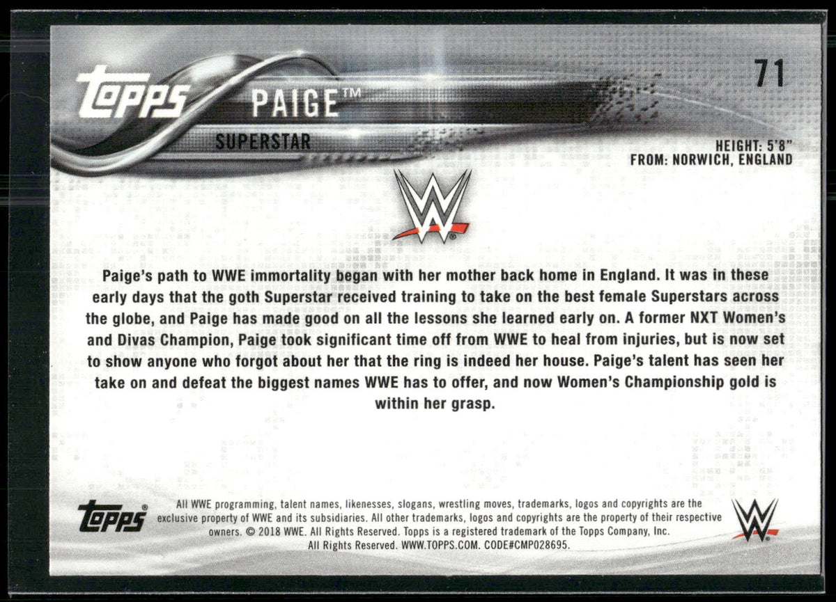 2018 Topps WWE #71 Paige