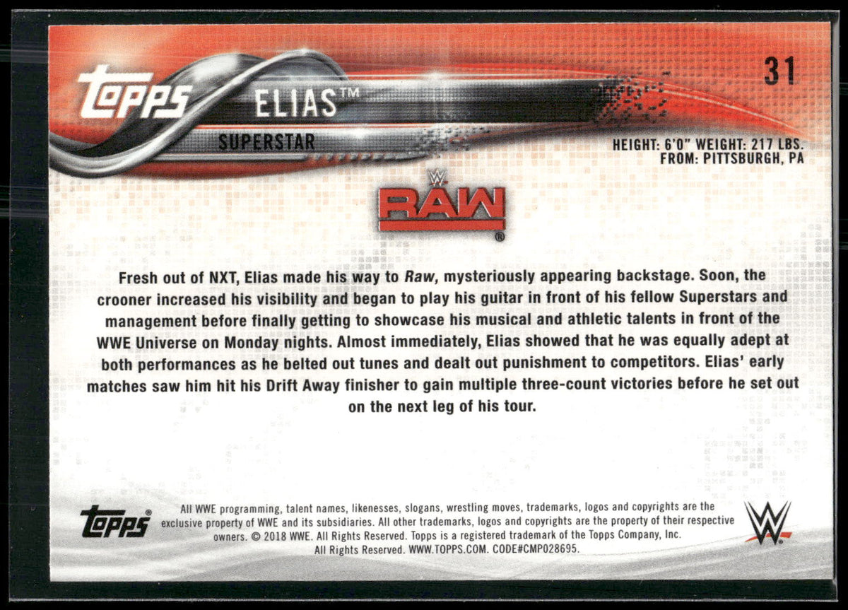 2018 Topps WWE #31 Elias