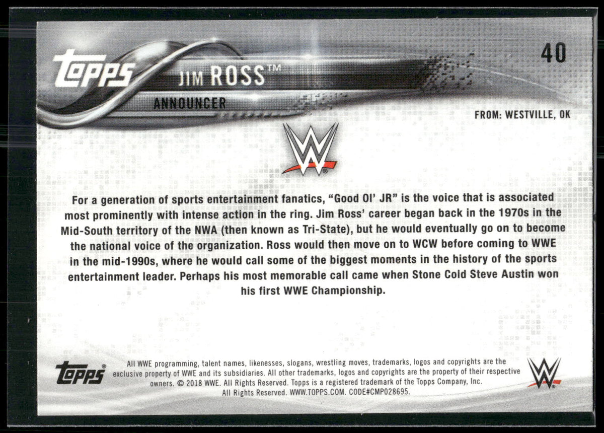 2018 Topps WWE #40 Jim Ross