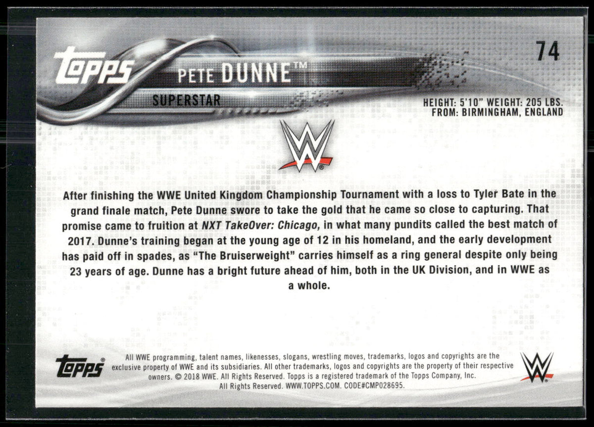 2018 Topps WWE #74 Pete Dunne