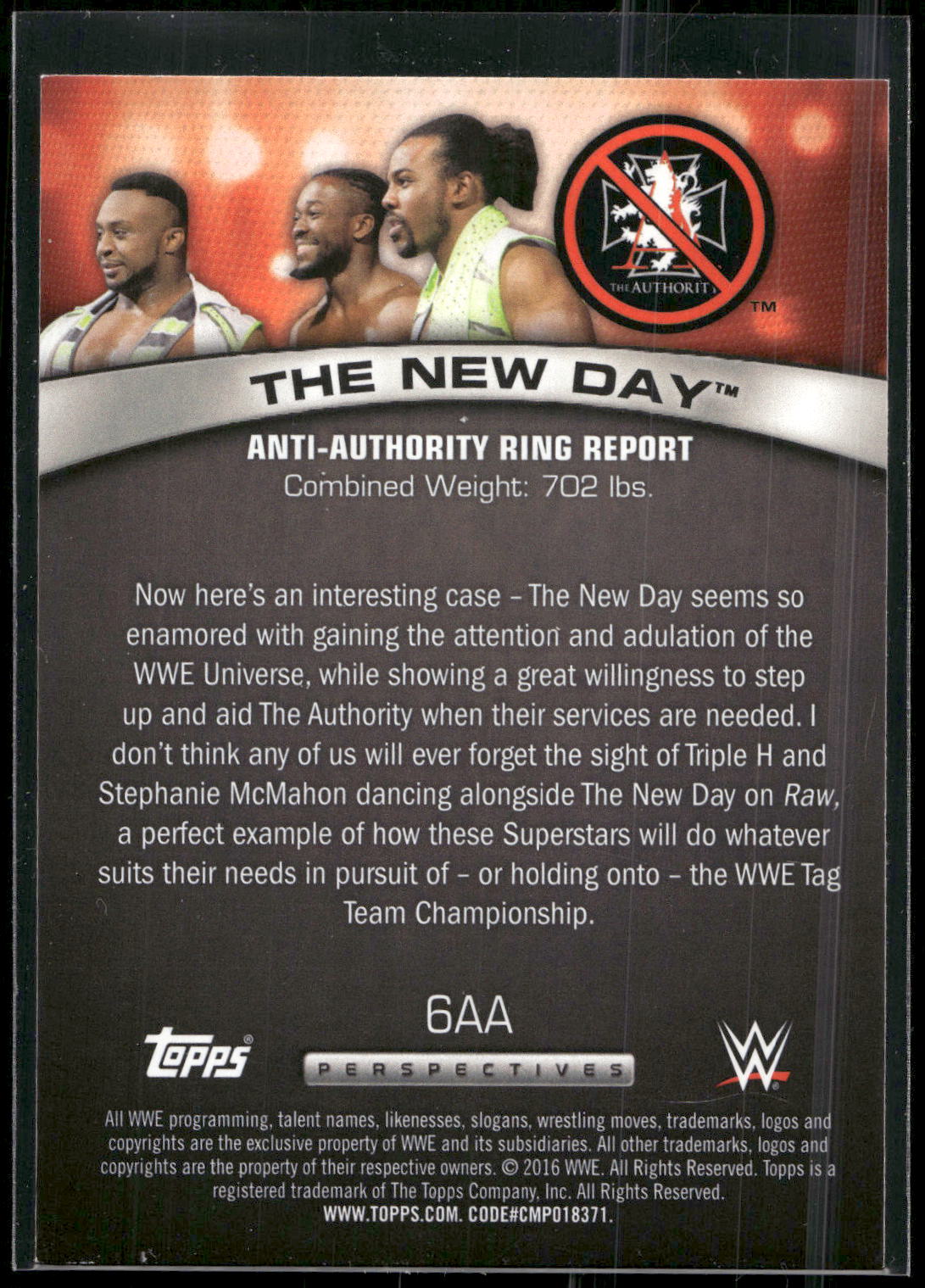 2016 Topps WWE #6AA The New Day Anti-Authority Ring Report
