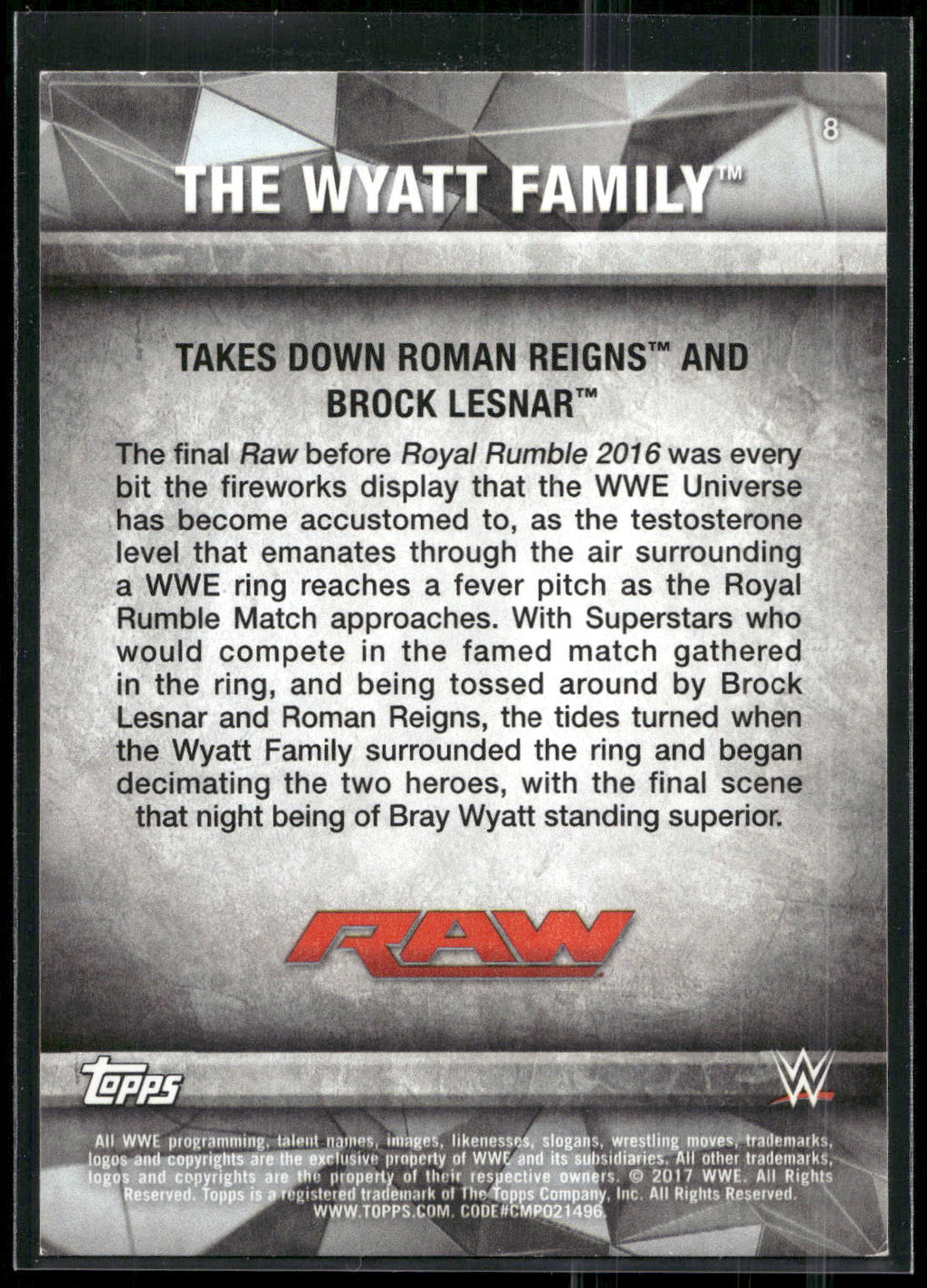 2017 Topps WWE Road To Wrestlemania #8 The Wyatt Family