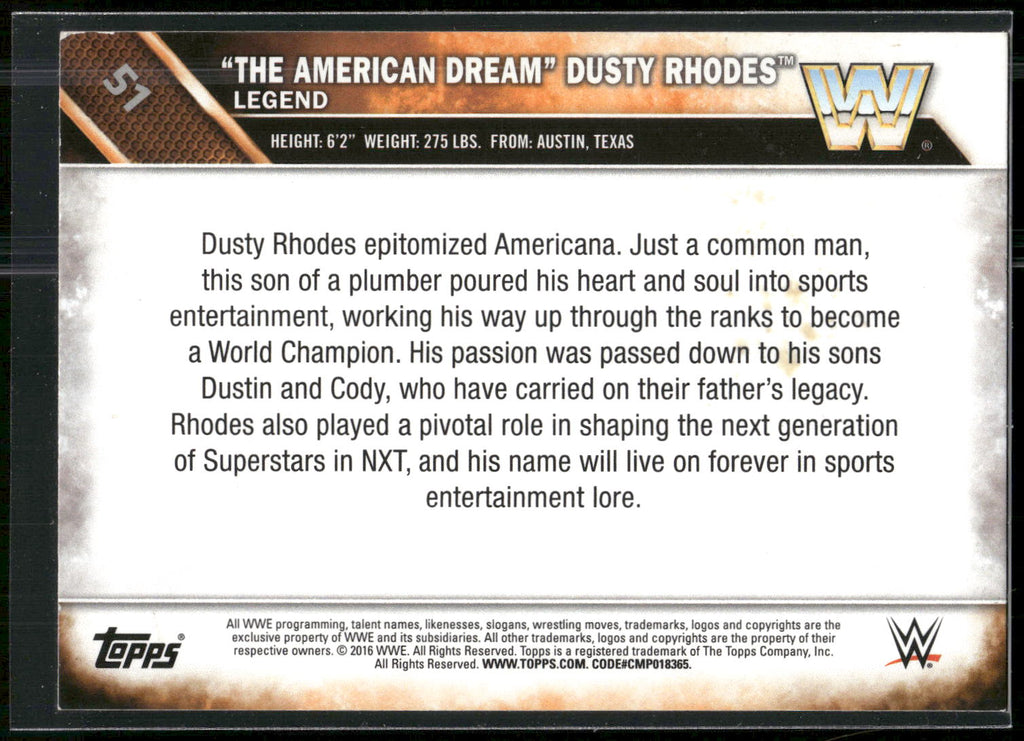 2016 Topps WWE #51 "The American Dream" Dusty Rhodes