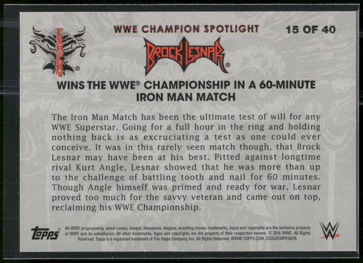 2016 Topps WWE #15 Brock Lesnar Brock Lesnar Tribute