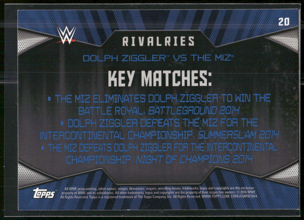 2016 Topps WWE Then Now Forever #20 Dolph Ziggler / The Miz Rivalries WWE