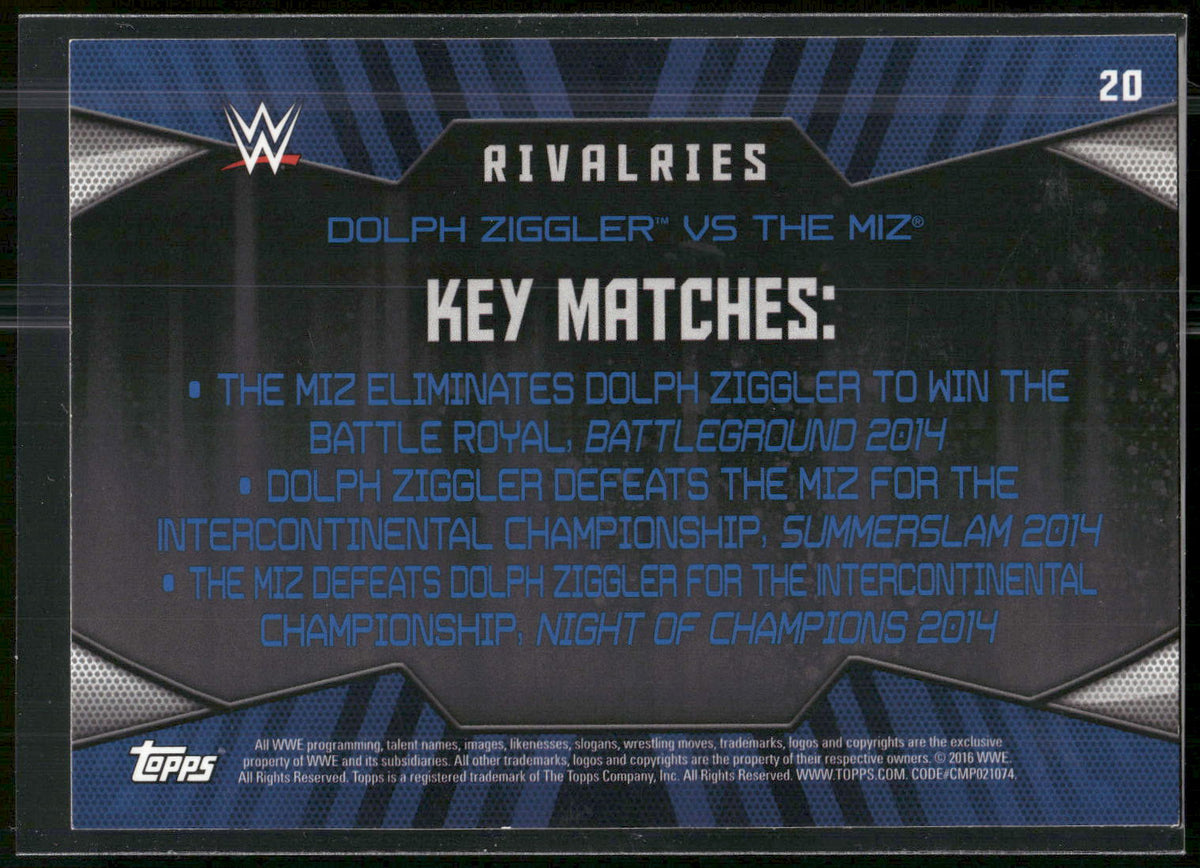 2016 Topps WWE Then Now Forever #20 Dolph Ziggler / The Miz Rivalries WWE