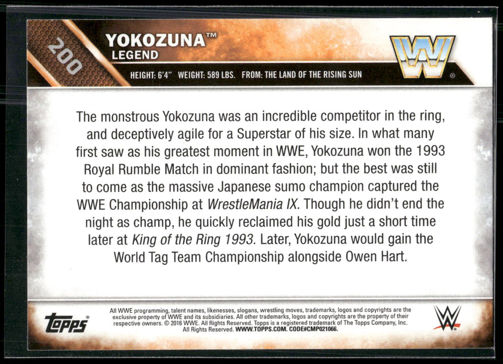 2016 Topps WWE Then Now Forever #200 Yokozuna