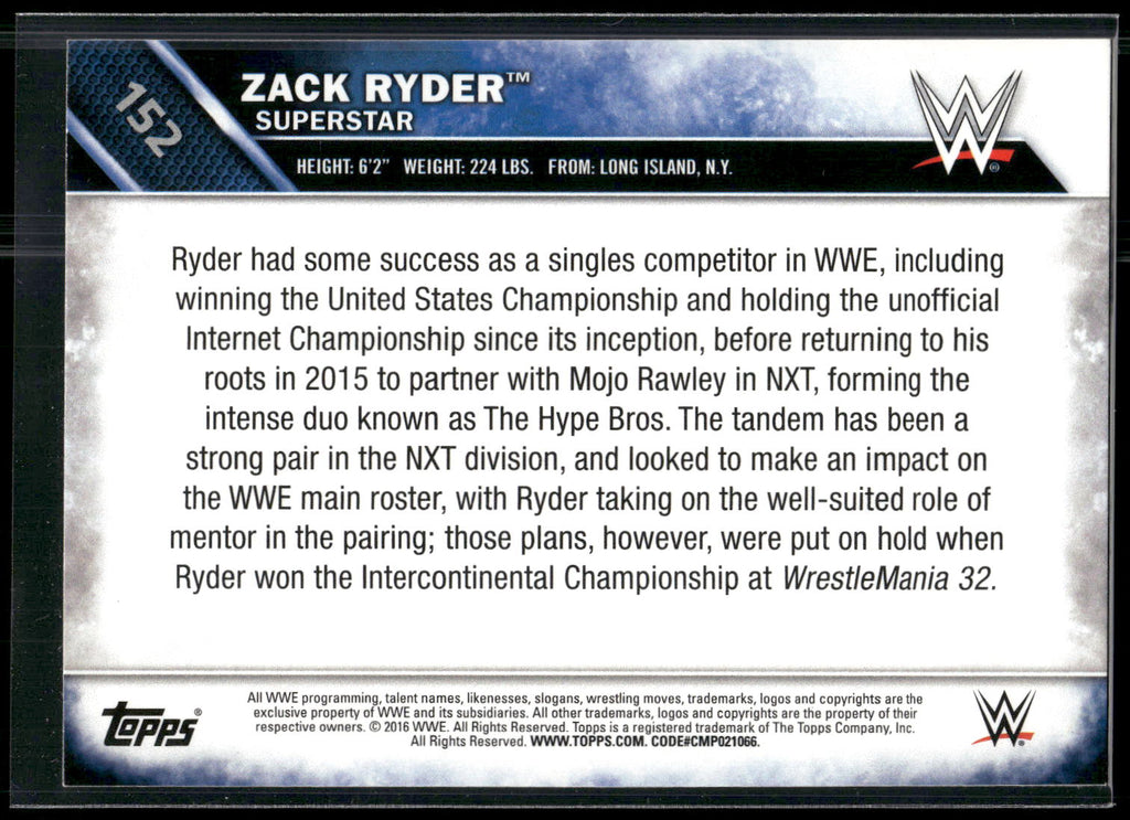 2016 Topps WWE Then Now Forever #152 Zack Ryder