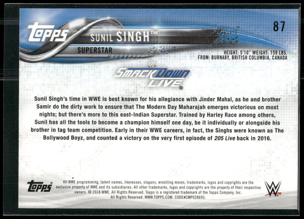 2018 Topps WWE #87 Sunil Singh
