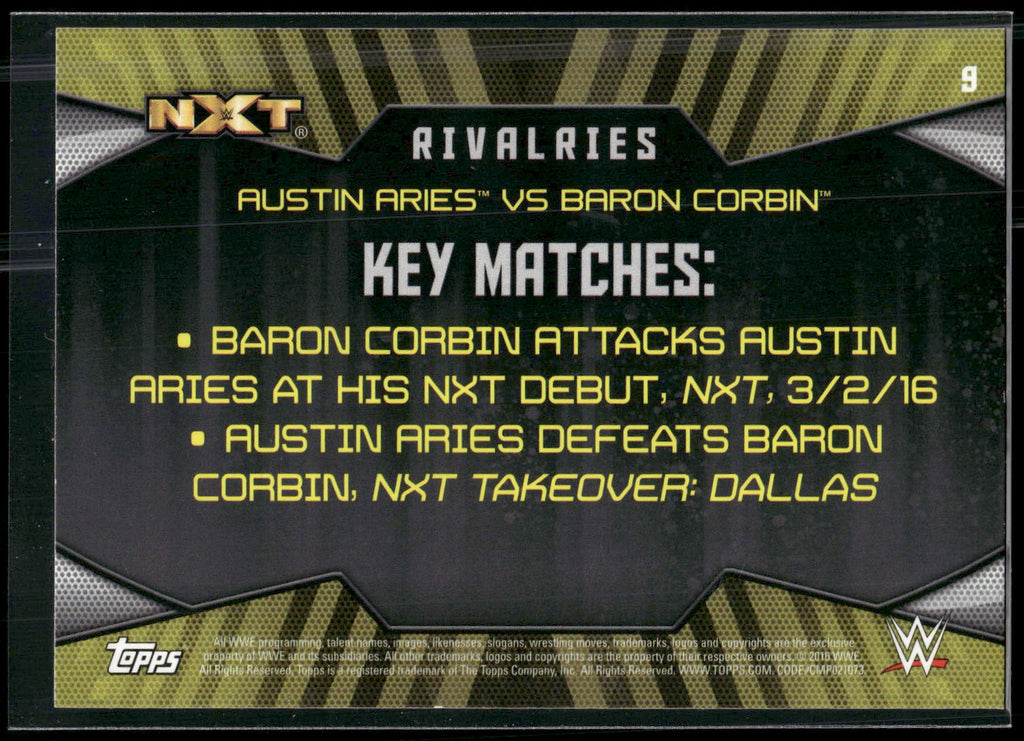 2016 Topps WWE Then Now Forever #9 Baron Corbin / Austin Aries Rivalries NXT