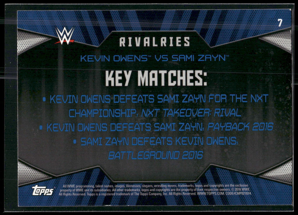 2016 Topps WWE Then Now Forever #7 Sami Zayn / Kevin Owens Rivalries WWE