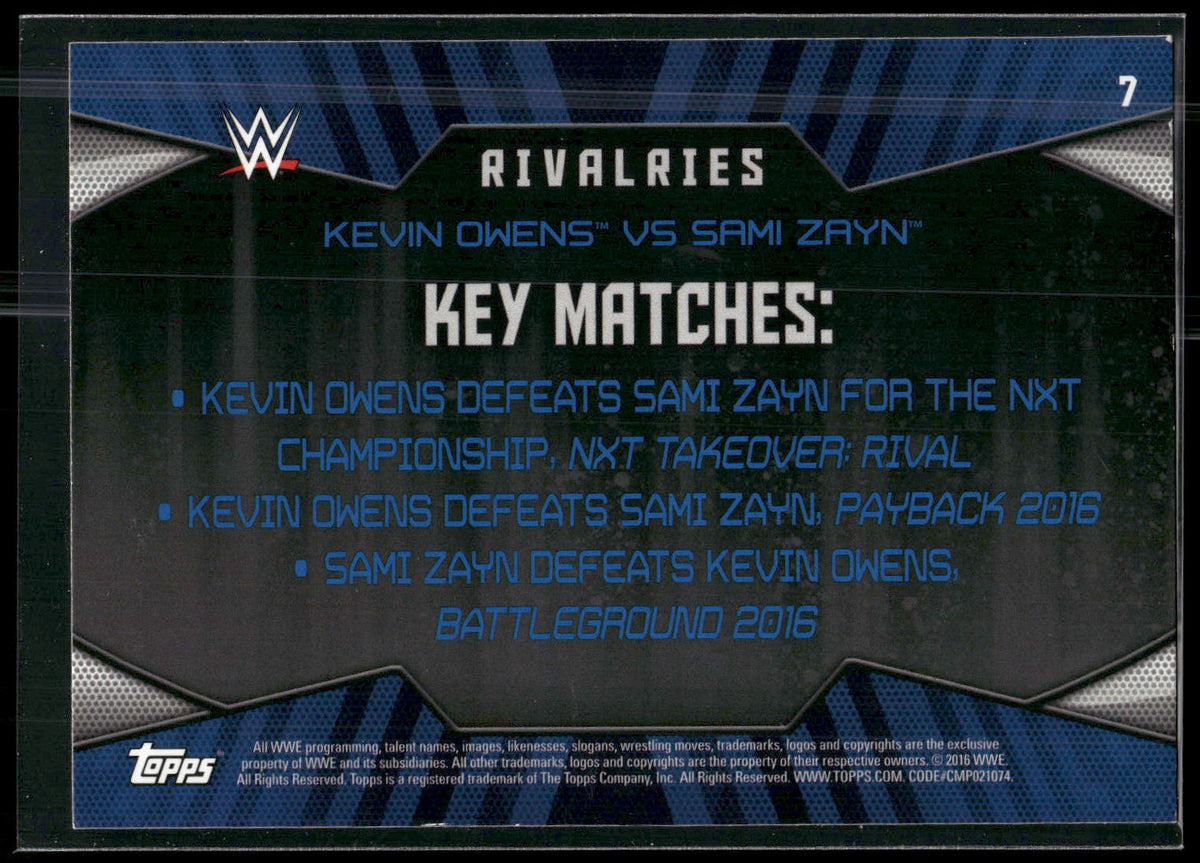 2016 Topps WWE Then Now Forever #7 Sami Zayn / Kevin Owens Rivalries WWE