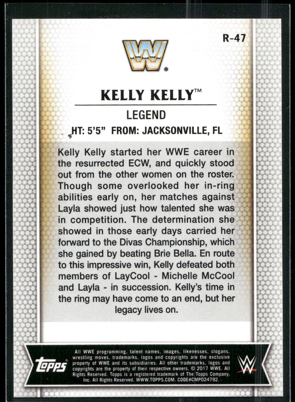 2017 Topps WWE Women's Division #R-47 Kelly Kelly
