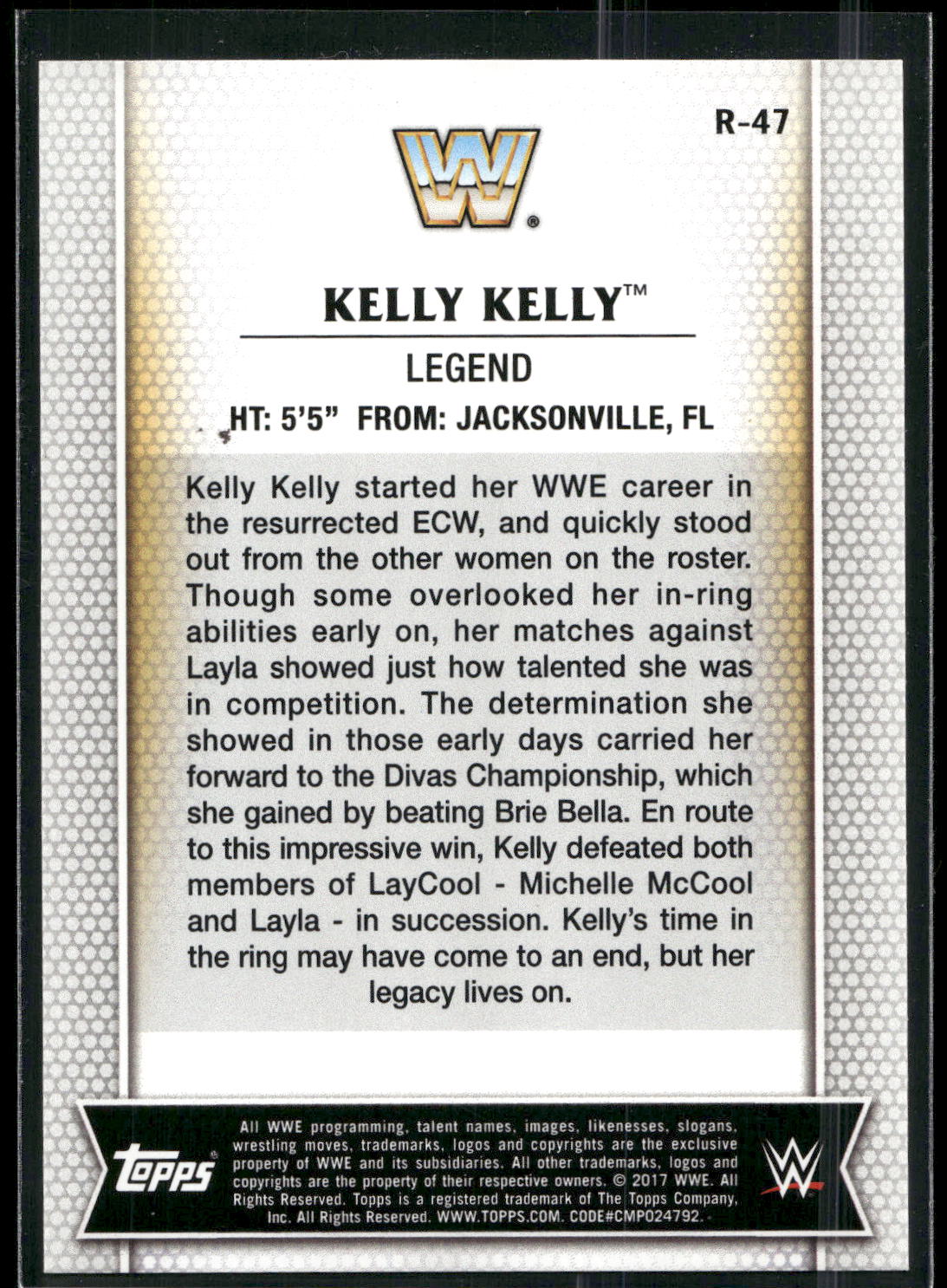 2017 Topps WWE Women's Division #R-47 Kelly Kelly