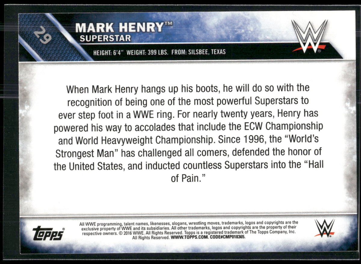 2016 Topps WWE #29 Mark Henry