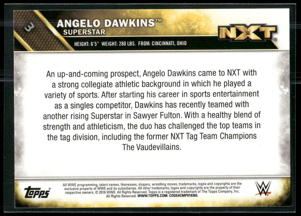 2016 Topps WWE #3 Angelo Dawkins NXT