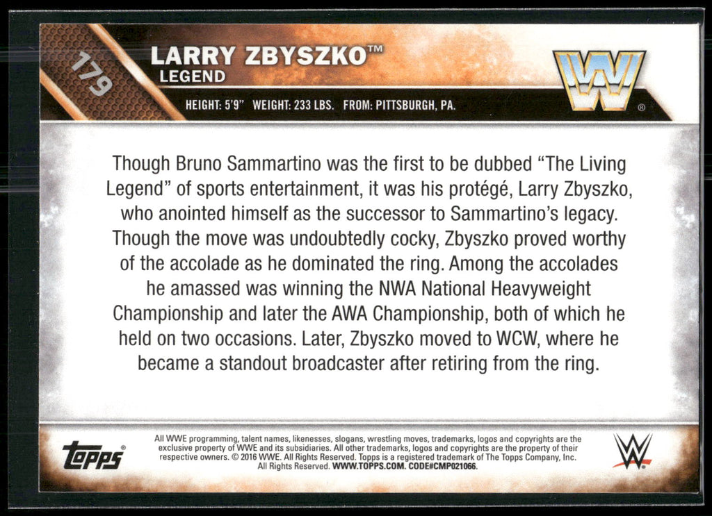 2016 Topps WWE Then Now Forever #179 Larry Zbyszko
