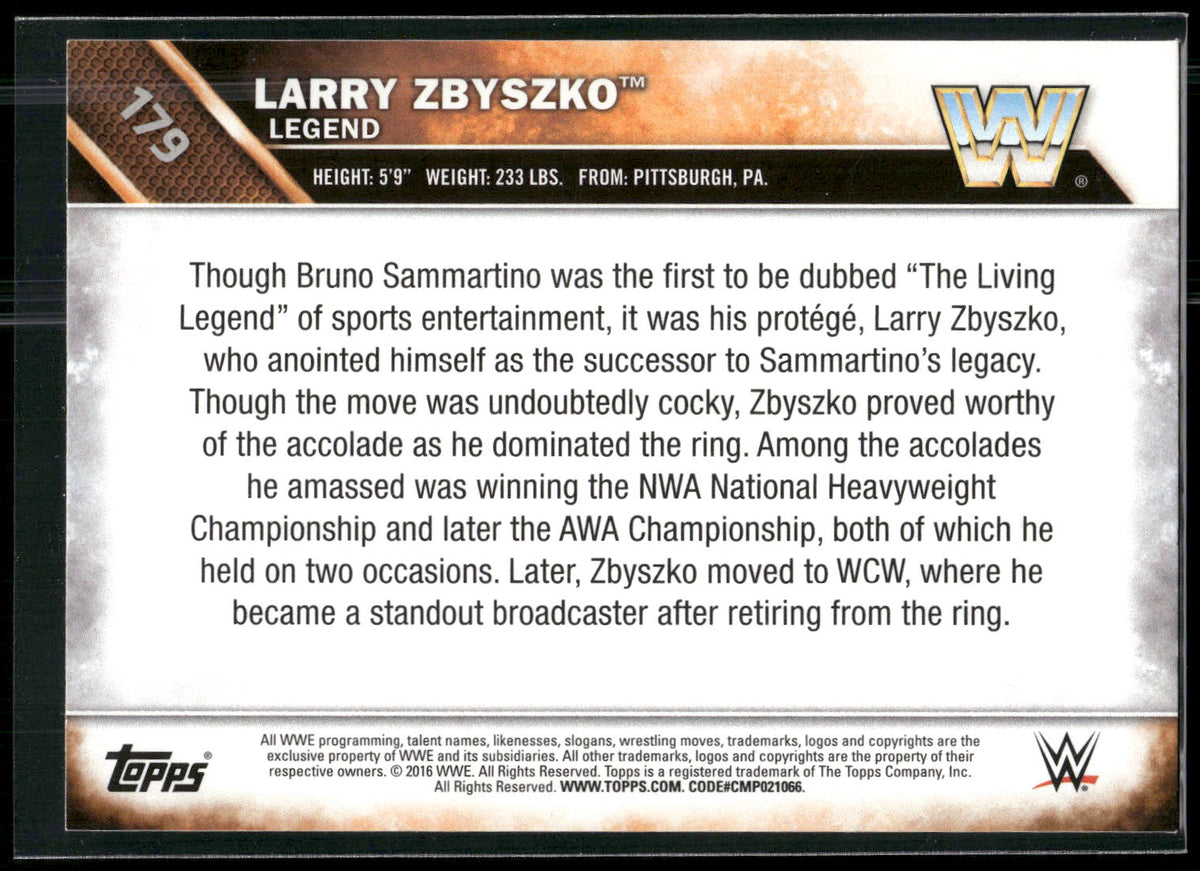 2016 Topps WWE Then Now Forever #179 Larry Zbyszko