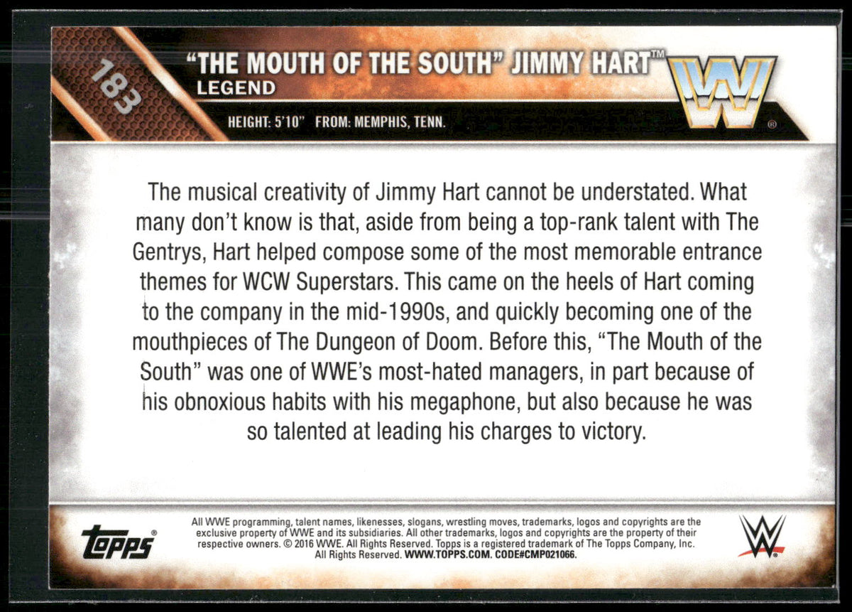 2016 Topps WWE Then Now Forever #183 Jimmy Hart Bronze