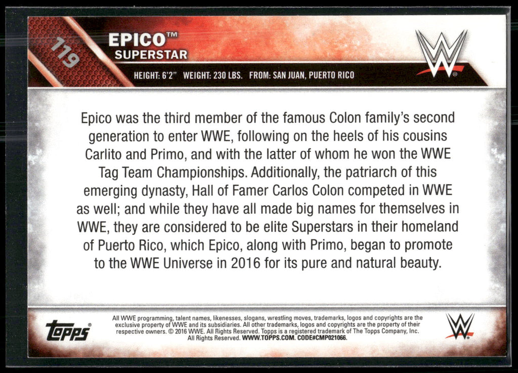 2016 Topps WWE Then Now Forever #119 Epico