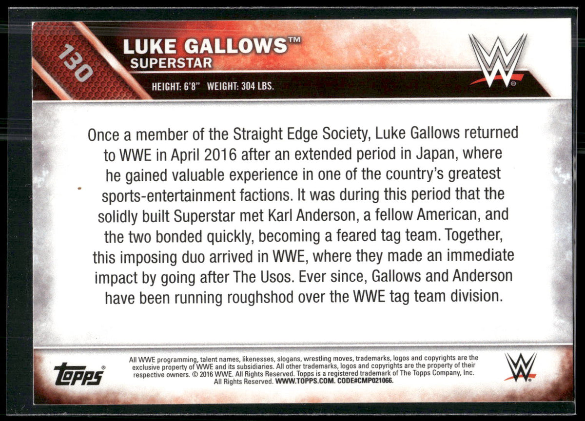 2016 Topps WWE Then Now Forever #130 Luke Gallows